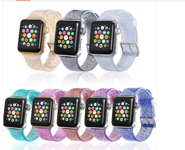Smartwatch Strip aus Silikon und Glitzer Uhrenarmband