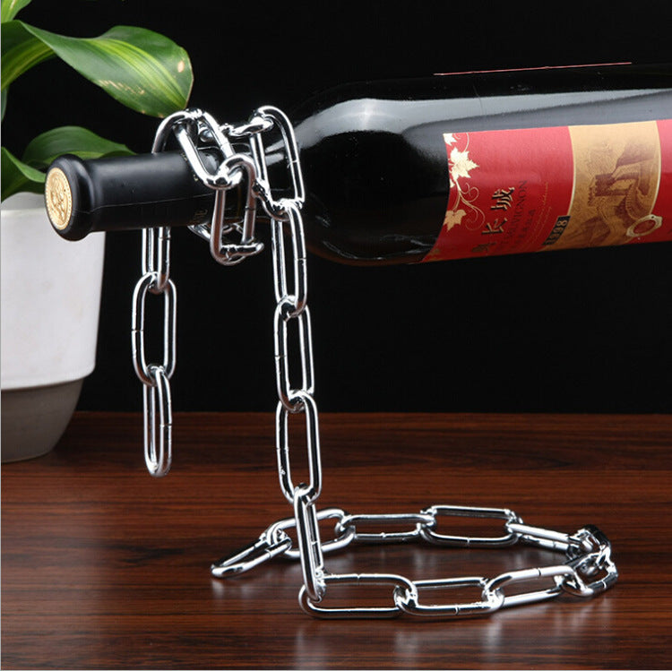 Weinflaschenhalter Abgehängtes Stahldraht-Weinregal Metallketten Handwerk Heimdeko