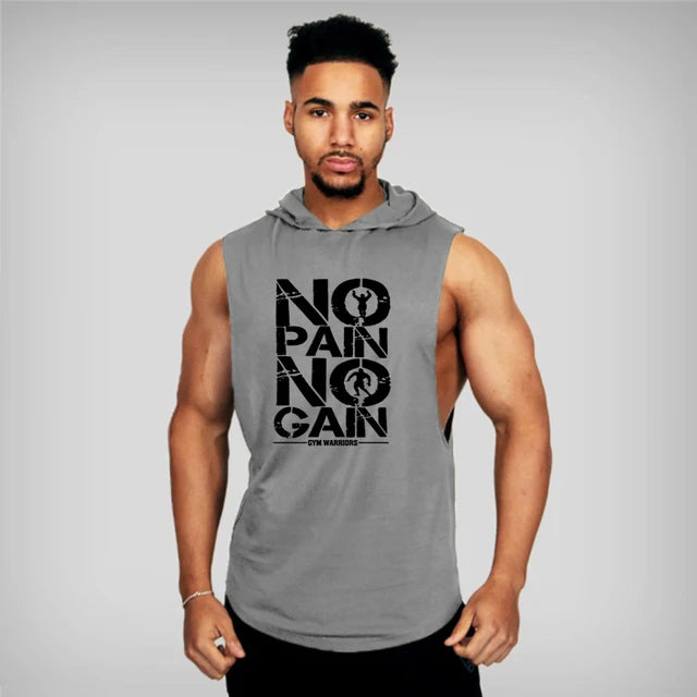Herren Fitness Workout Sportswear Hoodie mit Kapuzen, Tank Top ärmellos