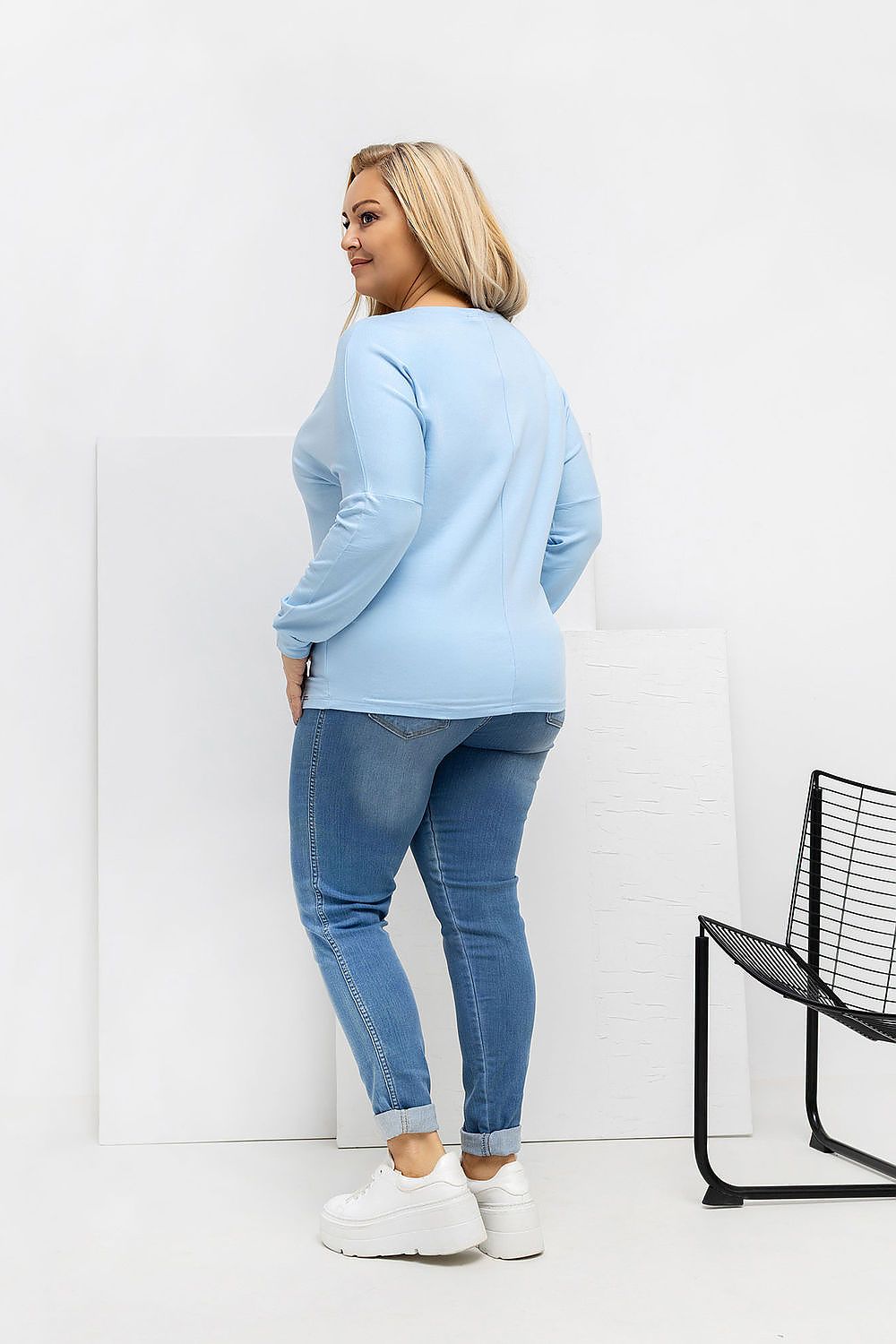 Damen Basic Plus-Size Shirt von Relevance blau Rückseite