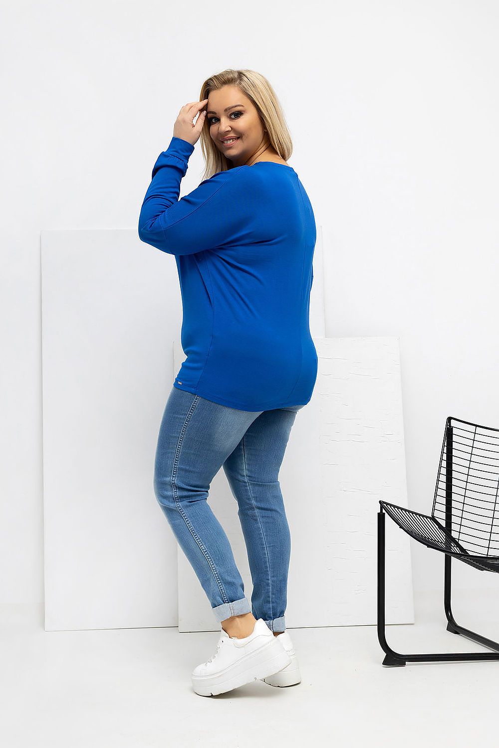 Damen Basic Plus-Size Shirt von Relevance dunkelblau Seitenansicht