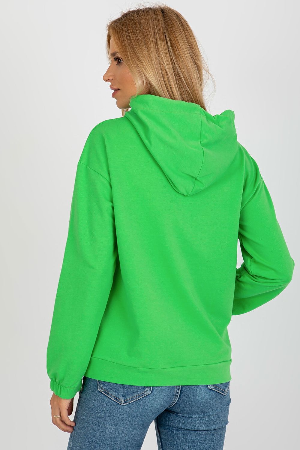 Damen Casual Hoodie, Kapuze, Kängurutasche & Aufnäher, Baumwolle von Relevance grün Rückseite