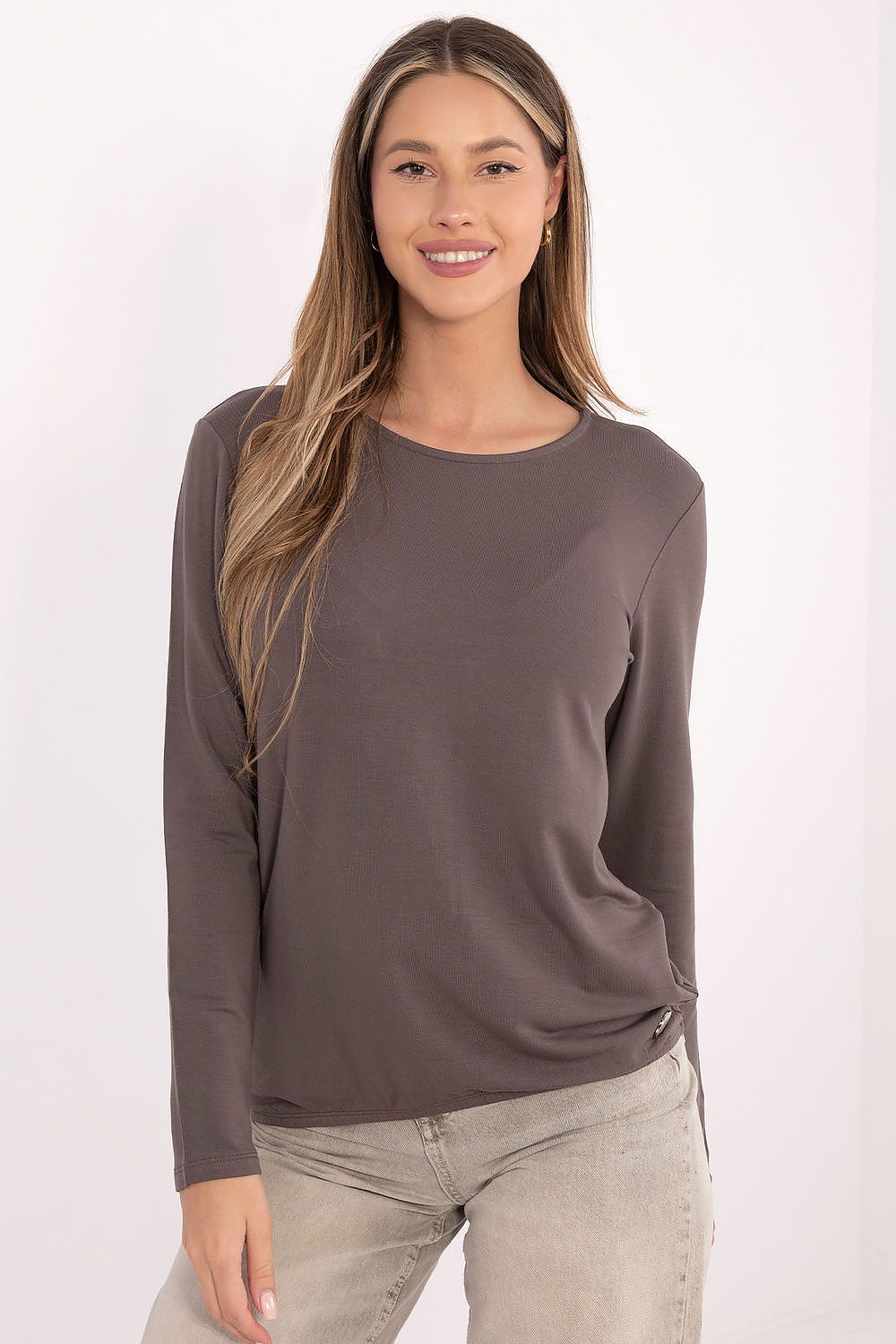 Damen Casual langarm Shirt von Relevance braun