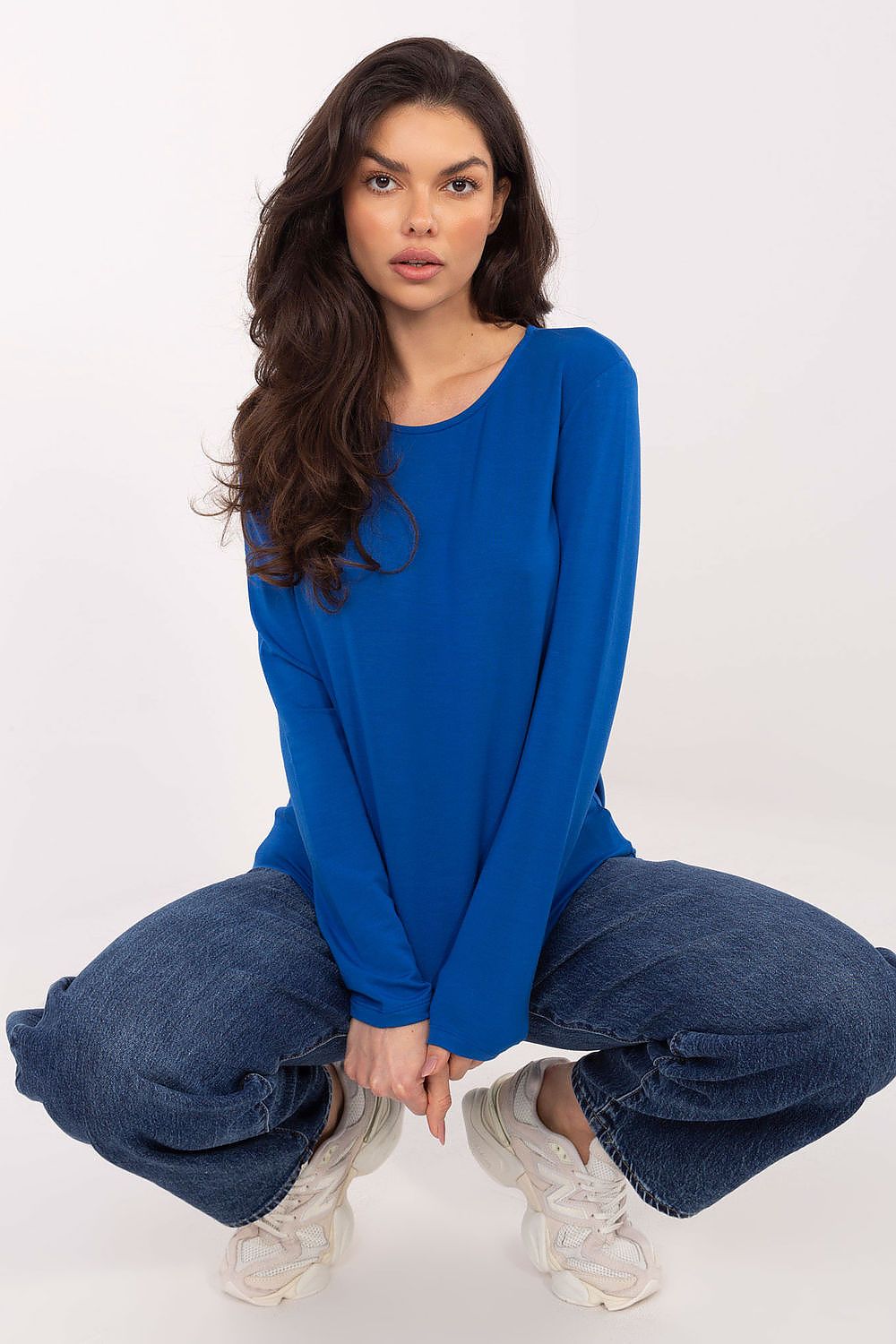 Damen Casual langarm Shirt von Relevance dunkelblau Vorderseite