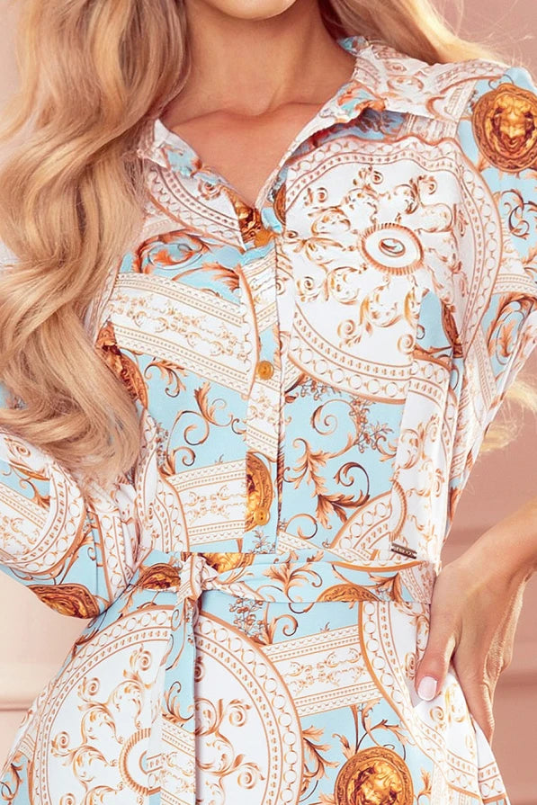 Damen Hemdkleid Alltagskleid von Numoco multifarben Ausschnitt