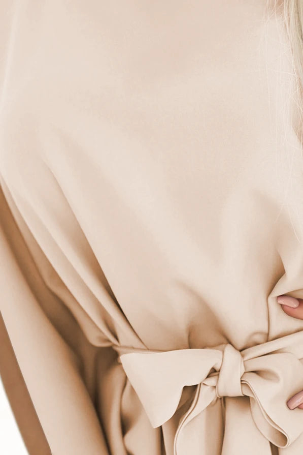 Damen Kleid Schmetterlingskleid Sofia von Numoco Ausschnitt beige