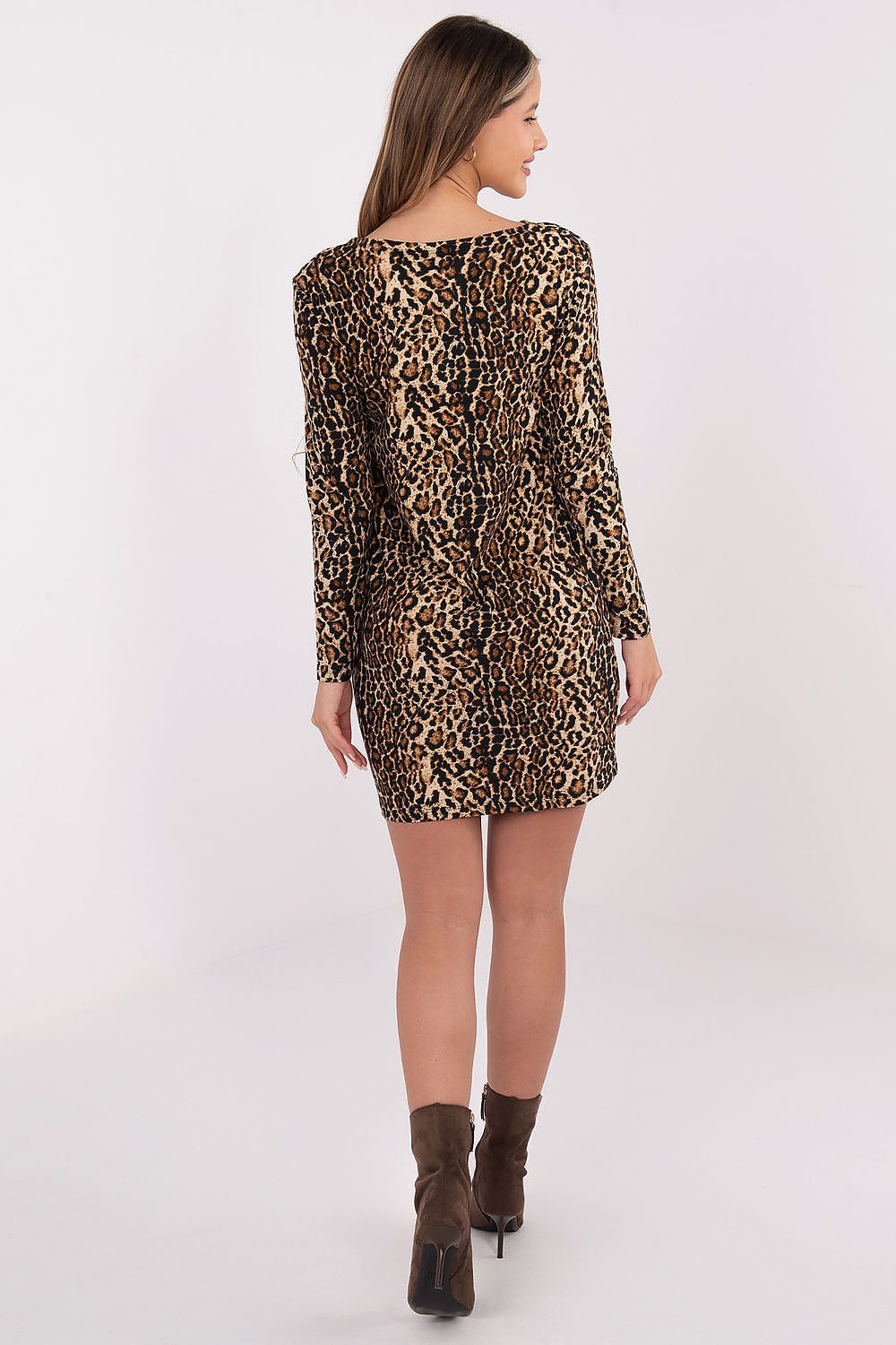 Damen Midi Kleid im Leoparden Look von Relevance braun Rückseite