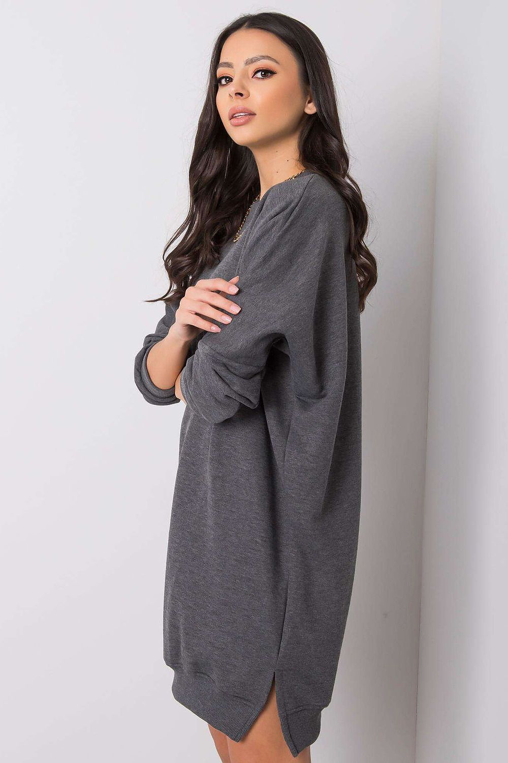 Damen Oversized Alltagskleid von Relevance grau Seitenansicht