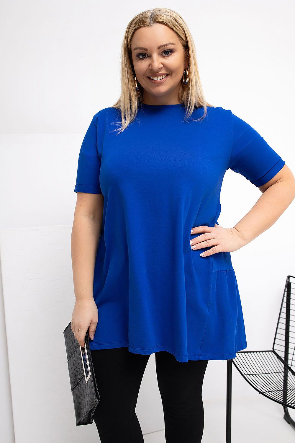 Damen Plus-Size Tunika mit zarter Rüsche von Relevance blau