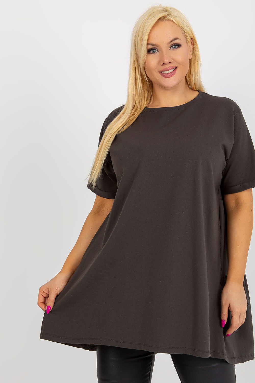Damen Plus-Size Tunika mit zarter Rüsche von Relevance dunkelgrau