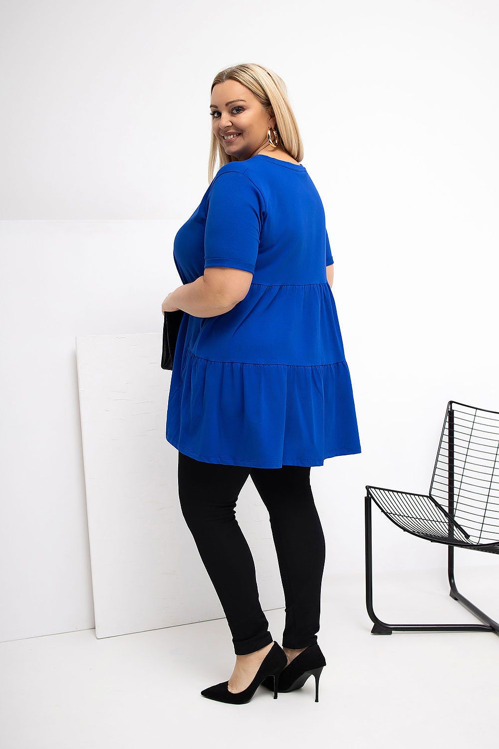 Damen Plus-Size Tunika mit zarter Rüsche von Relevance blau Seitenansicht