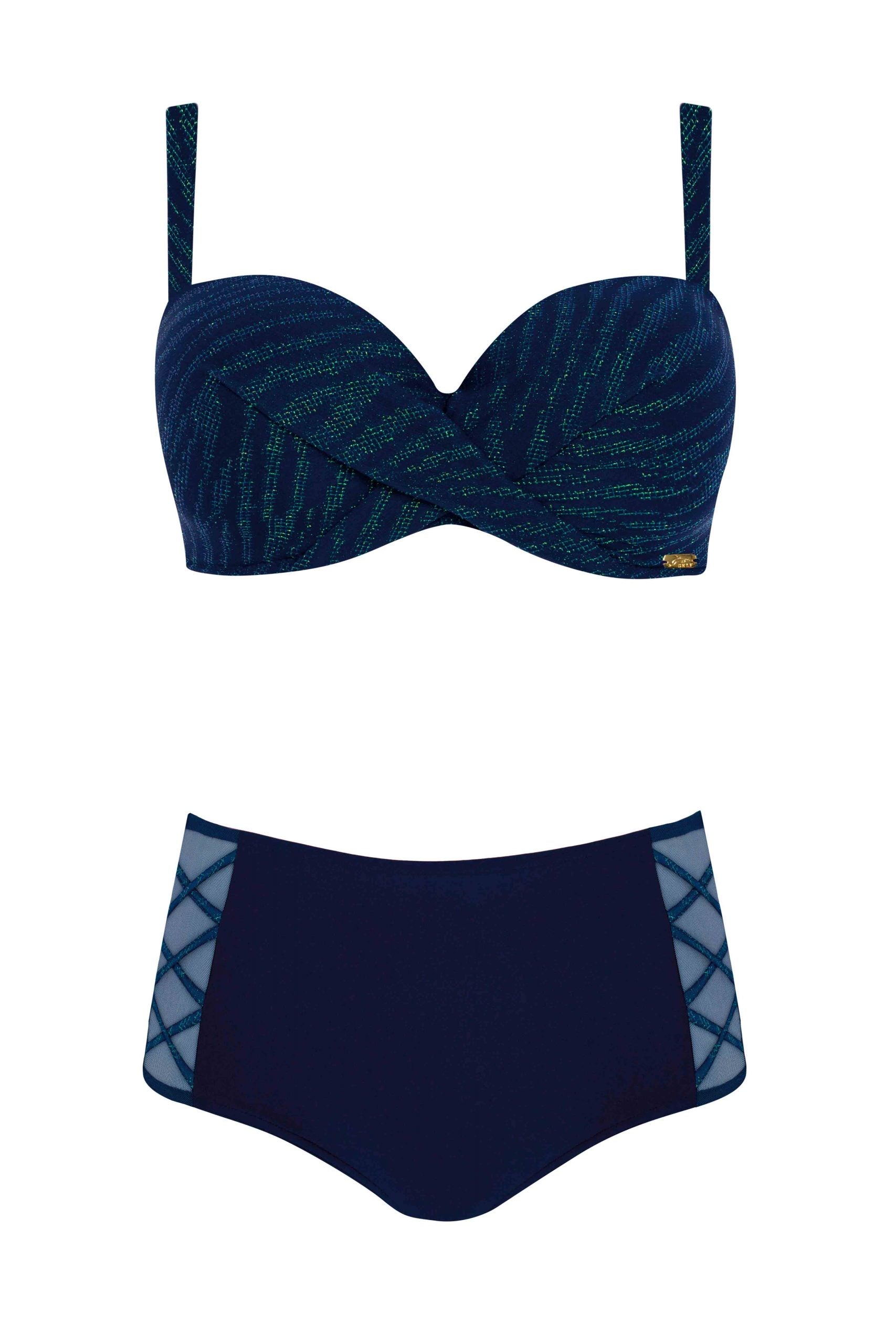 Damen Self Bikini Set Costa Brava 2, Bügel-BH, Schnürung & abnehmbare Träger von Barontex marineblau