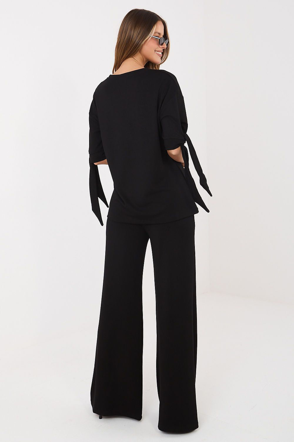 Damen Set Bluse & Hose weite Beine, 3/4-Ärmel & Seitentaschen Relevance Rückenansicht