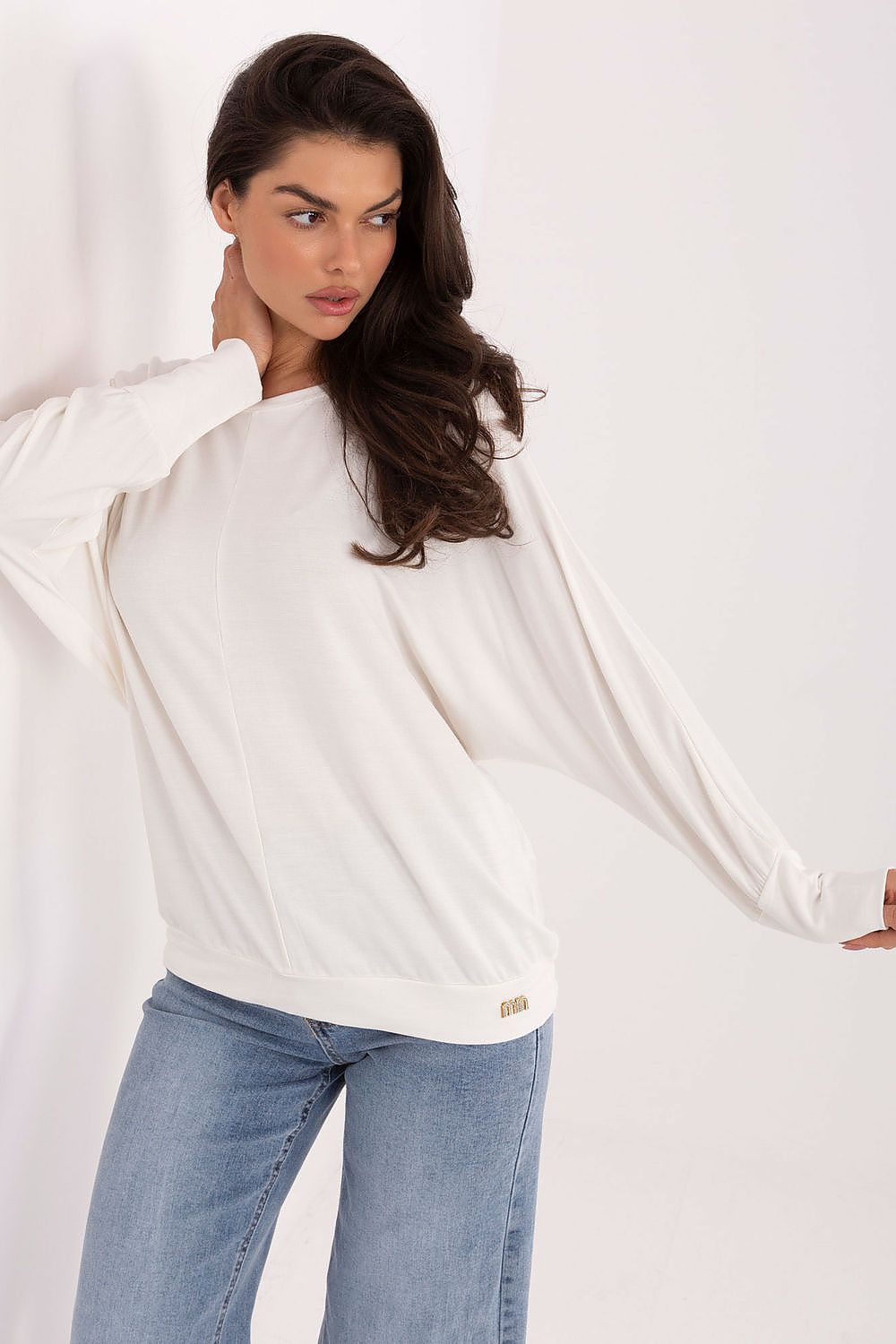 Damen Shirt mit Batwings Ärmel von Relevance weiß
