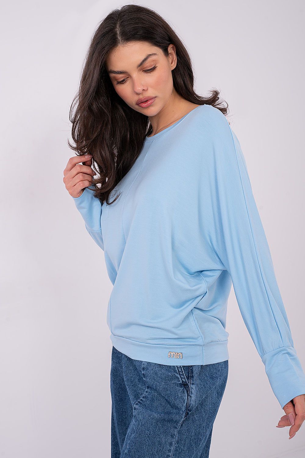 Damen Shirt mit Batwings Ärmel von Relevance blau Seitenansicht