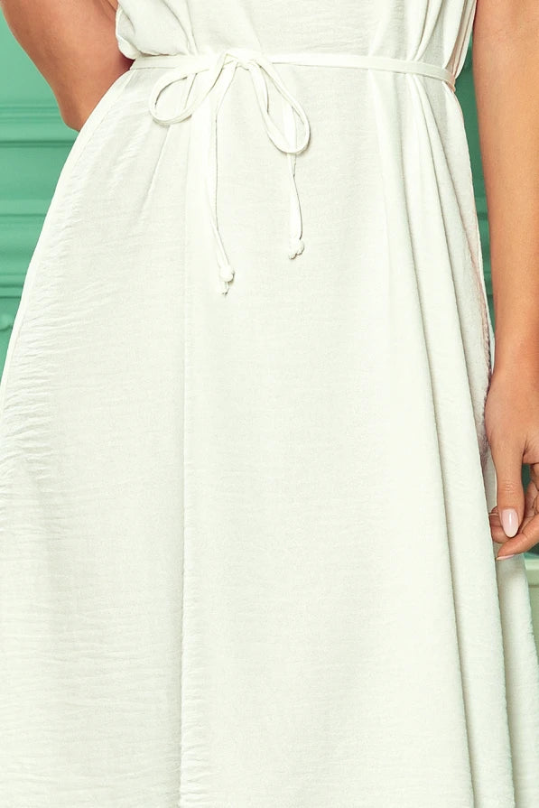 Damen Trapez Alltagskleid Minikleid von Numoco ecru Ausschnitt