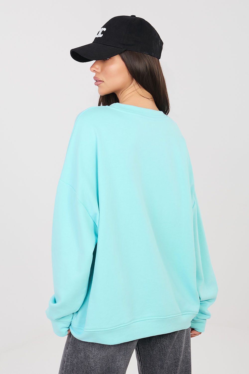 Damen lässiges Oversize Sweatershirt "Studio" von Relevance türkis Rückseite