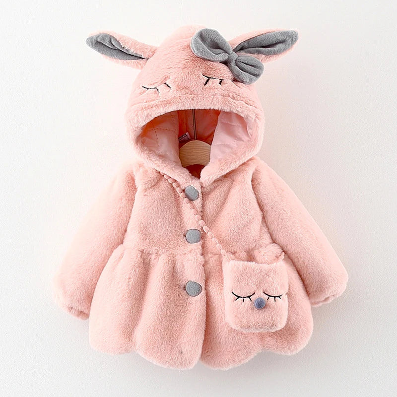 Niedliche Kaninchenohren Plüsch Babyjacke für Mädchen