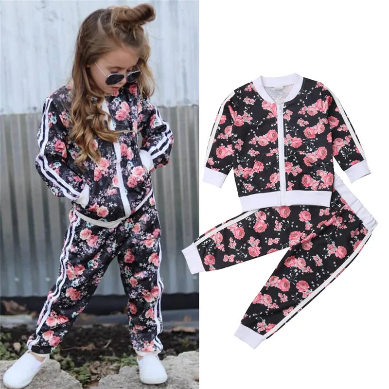 Baby Mädchen Jogginganzug mit Blumen Print