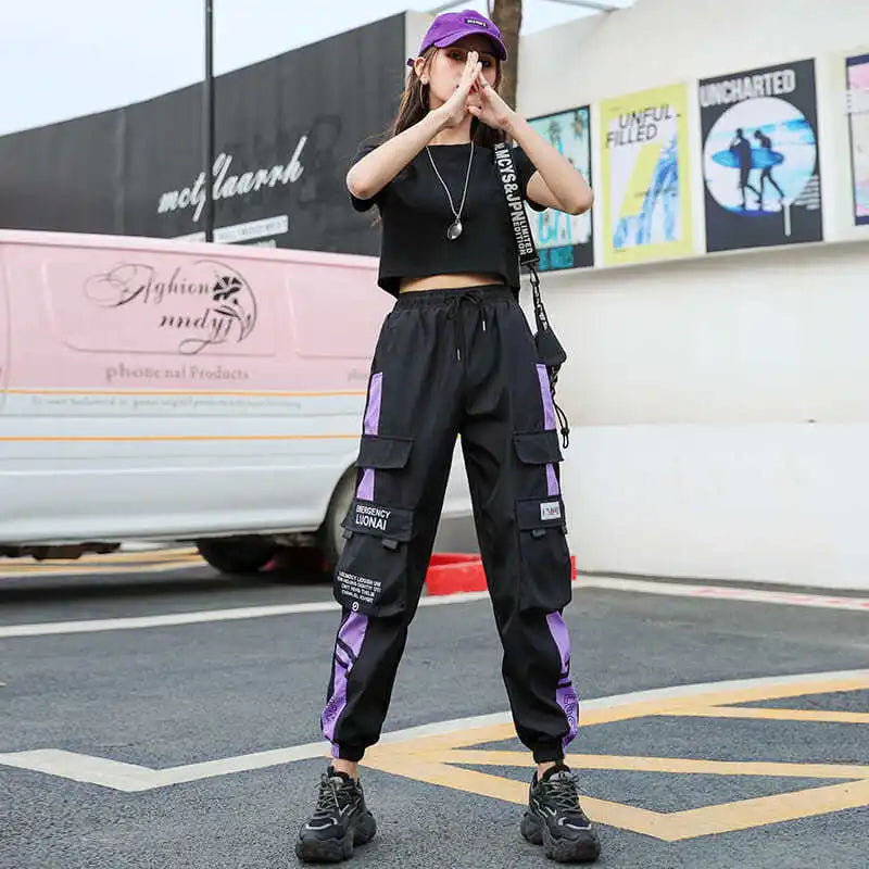 Damen Jogger Cargo Hose Lose Techwear Jogginghose Fashion Punk