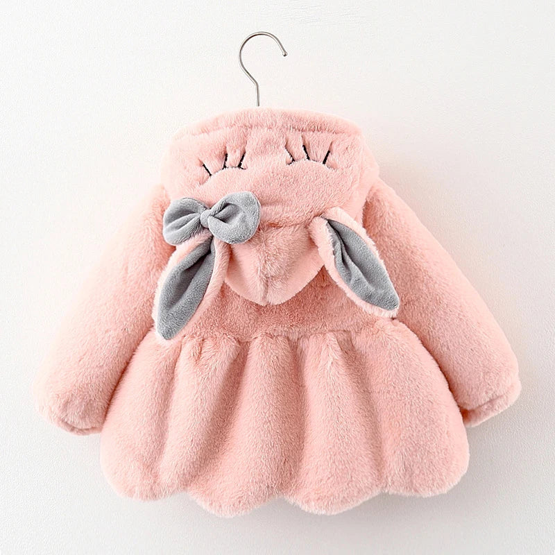Niedliche Kaninchenohren Plüsch Babyjacke für Mädchen