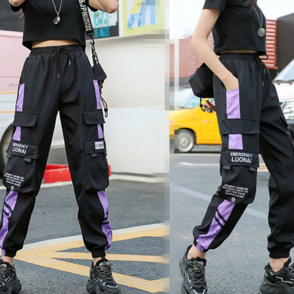 Damen Jogger Cargo Hose Lose Techwear Jogginghose Fashion Punk