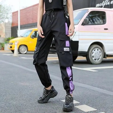 Damen Jogger Cargo Hose Lose Techwear Jogginghose Fashion Punk