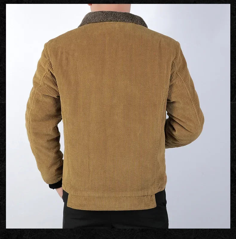 Dicke Herren Cargojacke Cord Fleece Windbreaker Parkas