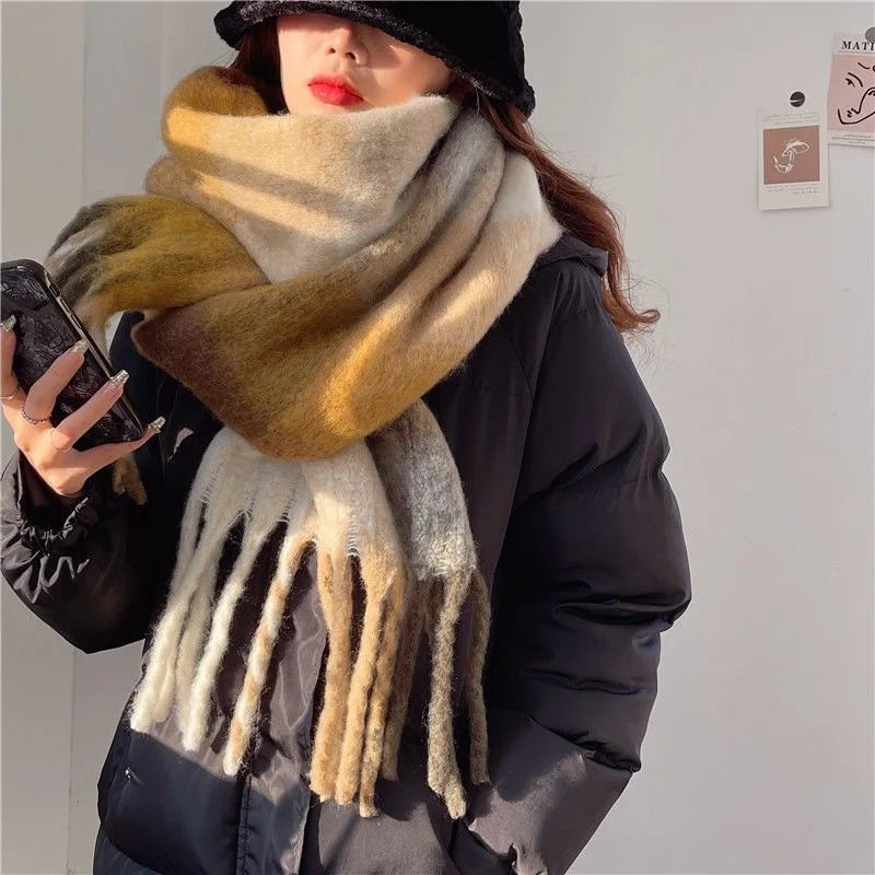 Warm Cashmere Imitation Scarf Long Pashmina Foulard for Women