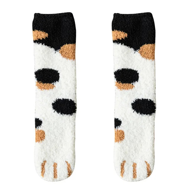 Plüsch Damen Socken Winter niedlichen Katzen Pfote Cartoon Baumwolle super weich