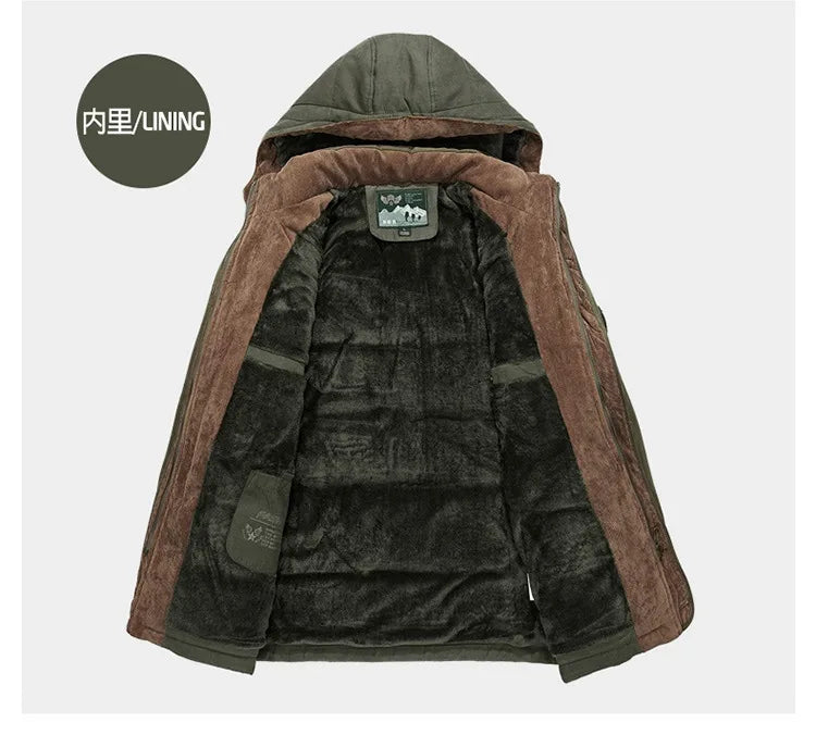 Herren warme Fleece Parka abnehmbare Kapuze