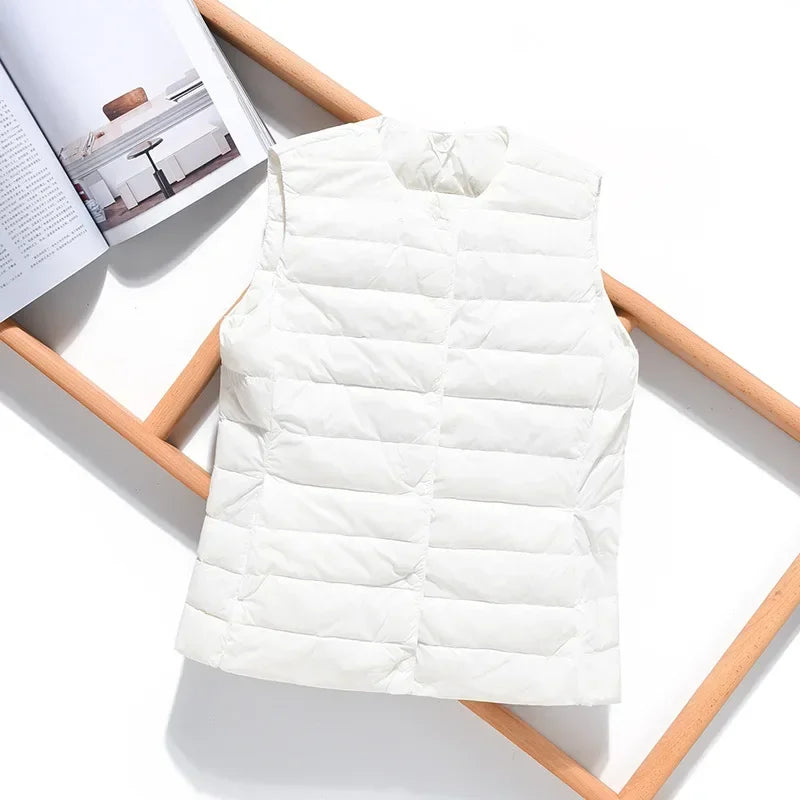 Women's fashionable duck down vest plain