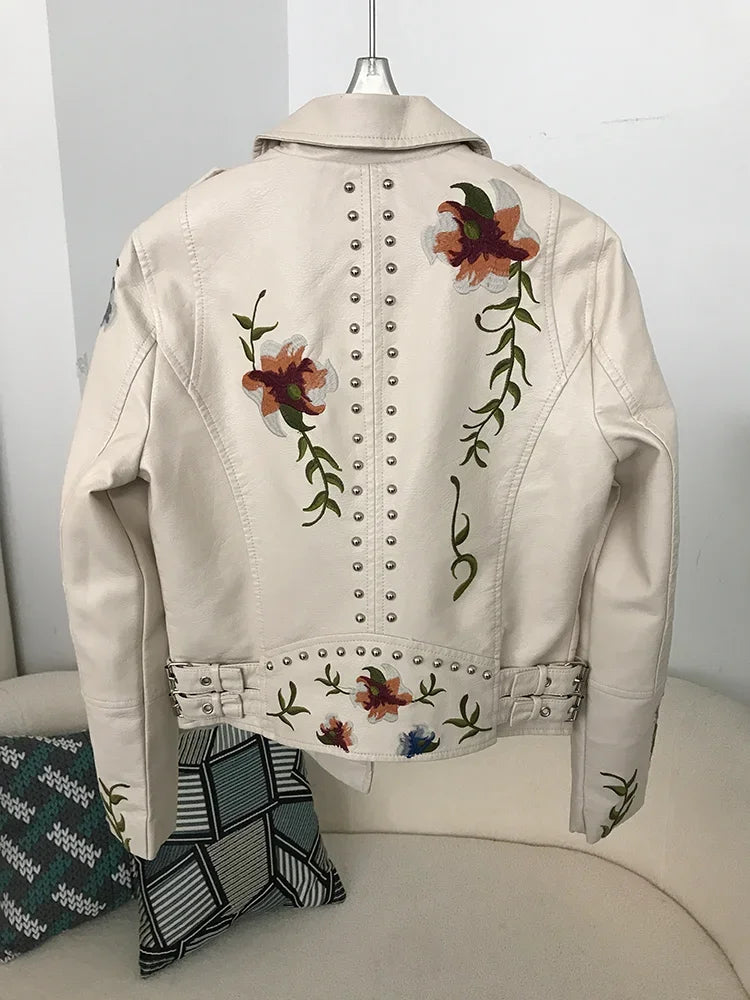 Damen Kunstleder Jacke Biker Streetwear Mode