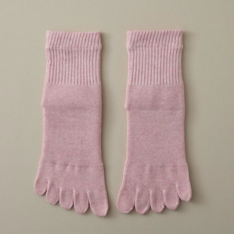 5 Paar Damen dicke Winter 5-Zehen Frottee Socken Baumwolle