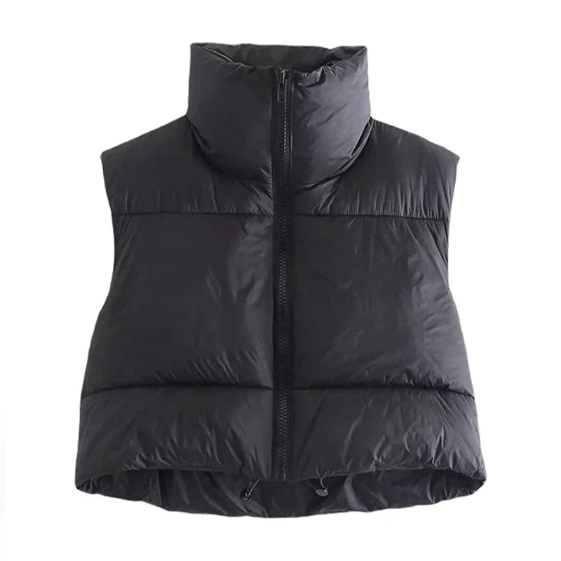 Women's short down jacket with stand-up collar