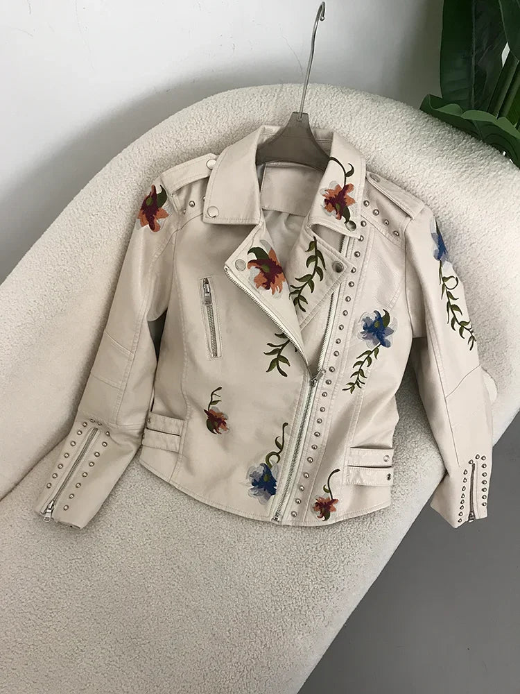 Damen Kunstleder Jacke Biker Streetwear Mode