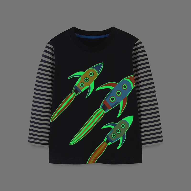 Little Maven Baby Jungen Top Cartoon Leuchtrakete