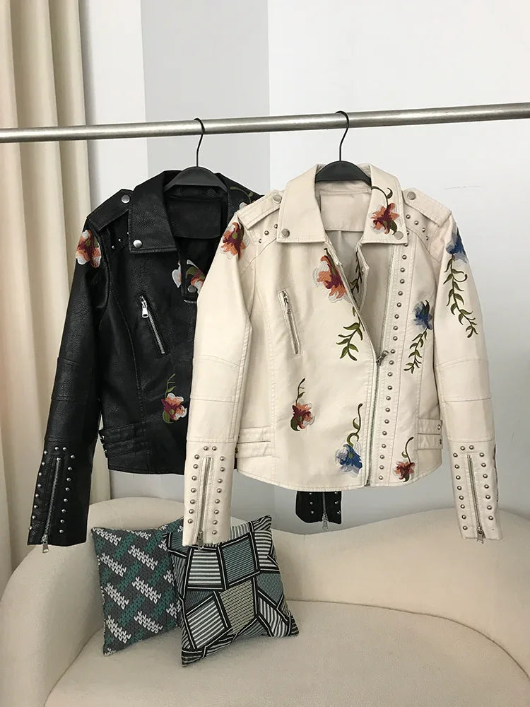 Damen Kunstleder Jacke Biker Streetwear Mode