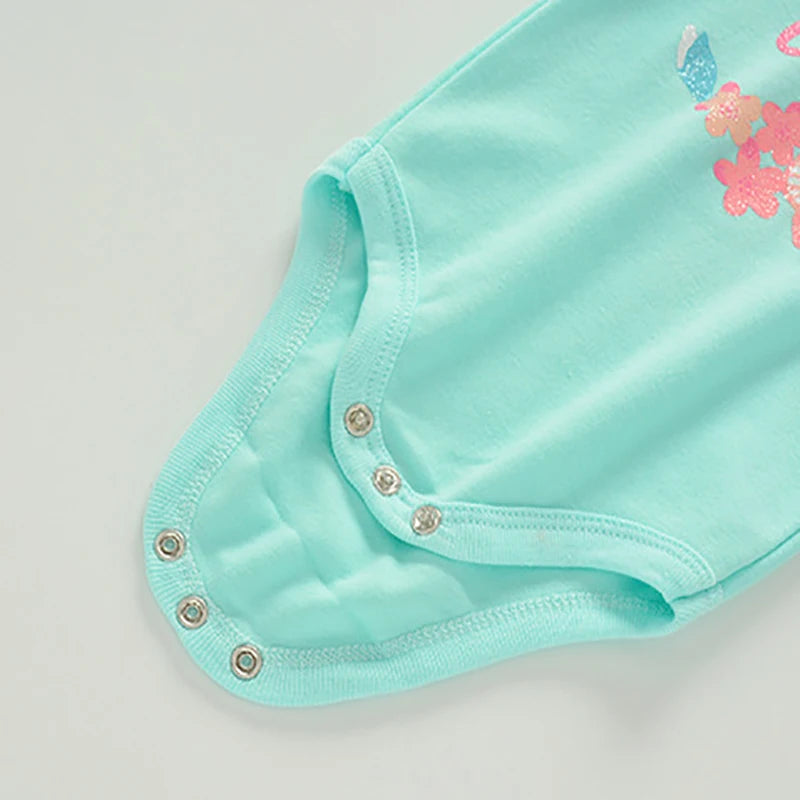 Little Maven - Baby Girls Cartoon Floral Rompers for Newborns 3-Piece Set Summer