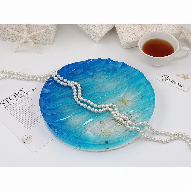 DIY Kristall Epoxidharz Form runde Welle Untersetzer Tablett Obst Platte Spiegel Silikon Form