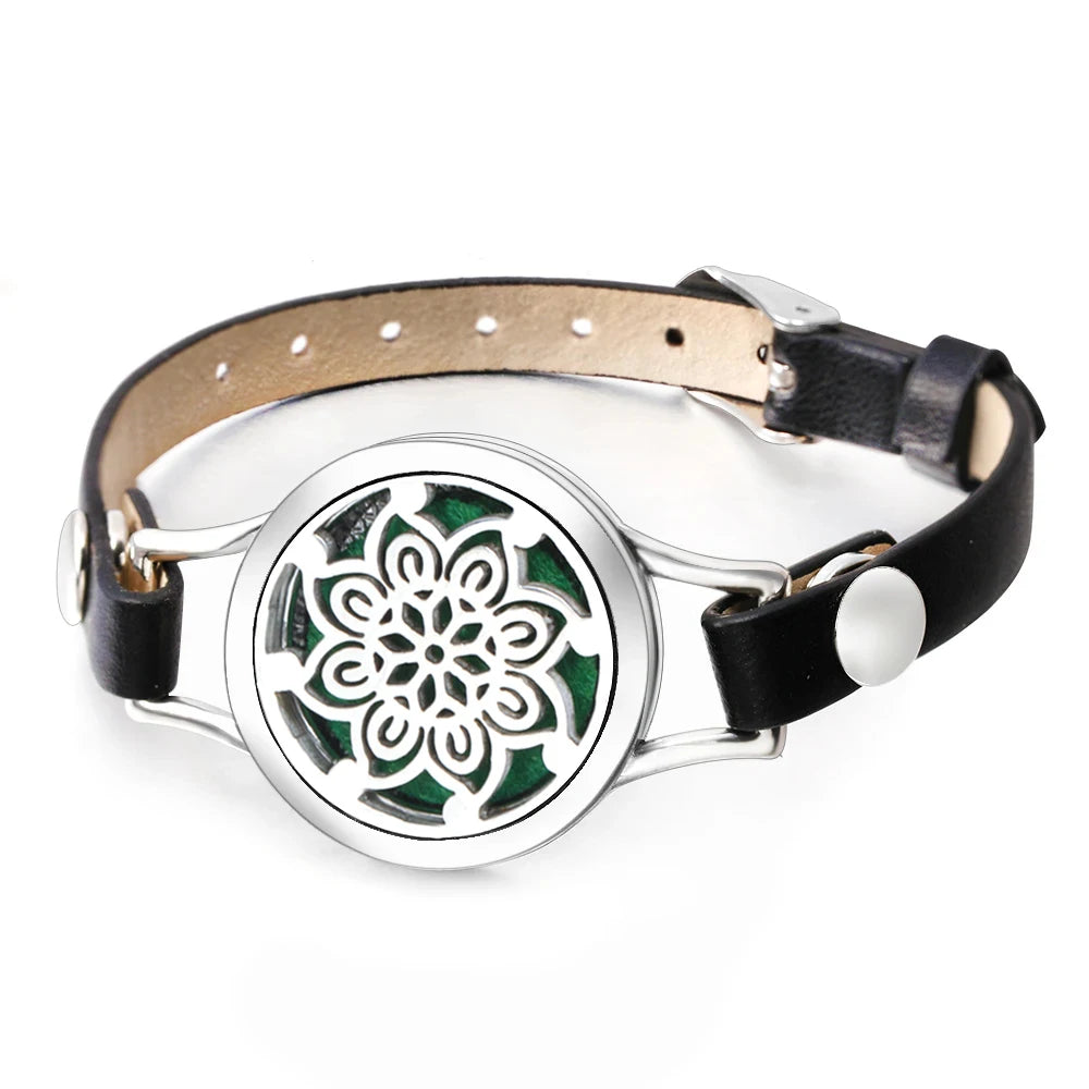 Duftarmband Ätherisches Öl Parfüm Diffusor Medaillons Leder Armband
