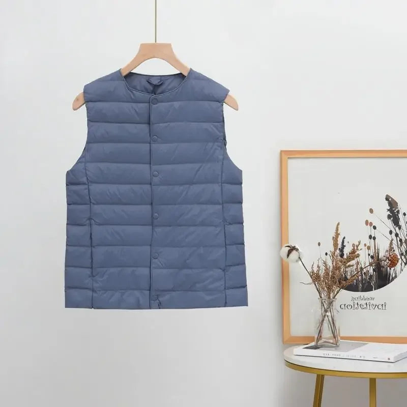 Women's fashionable duck down vest plain