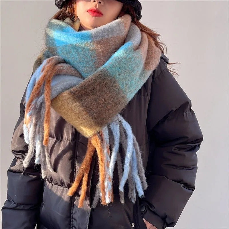 Warm Cashmere Imitation Scarf Long Pashmina Foulard for Women