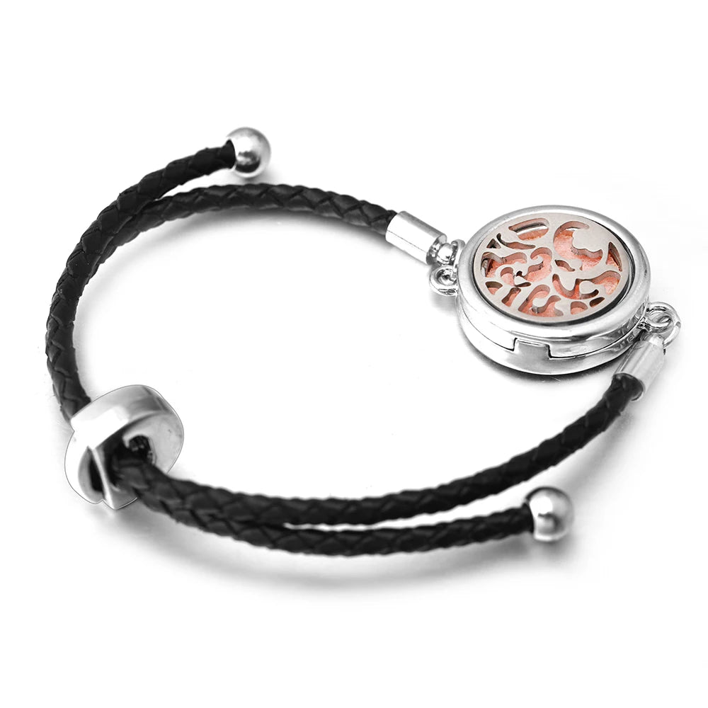 Engelsflügel Duftarmband Aromatherapie, verstellbare Lederschnalle, Ätherisches Öl Parfüm Diffusor Medaillon