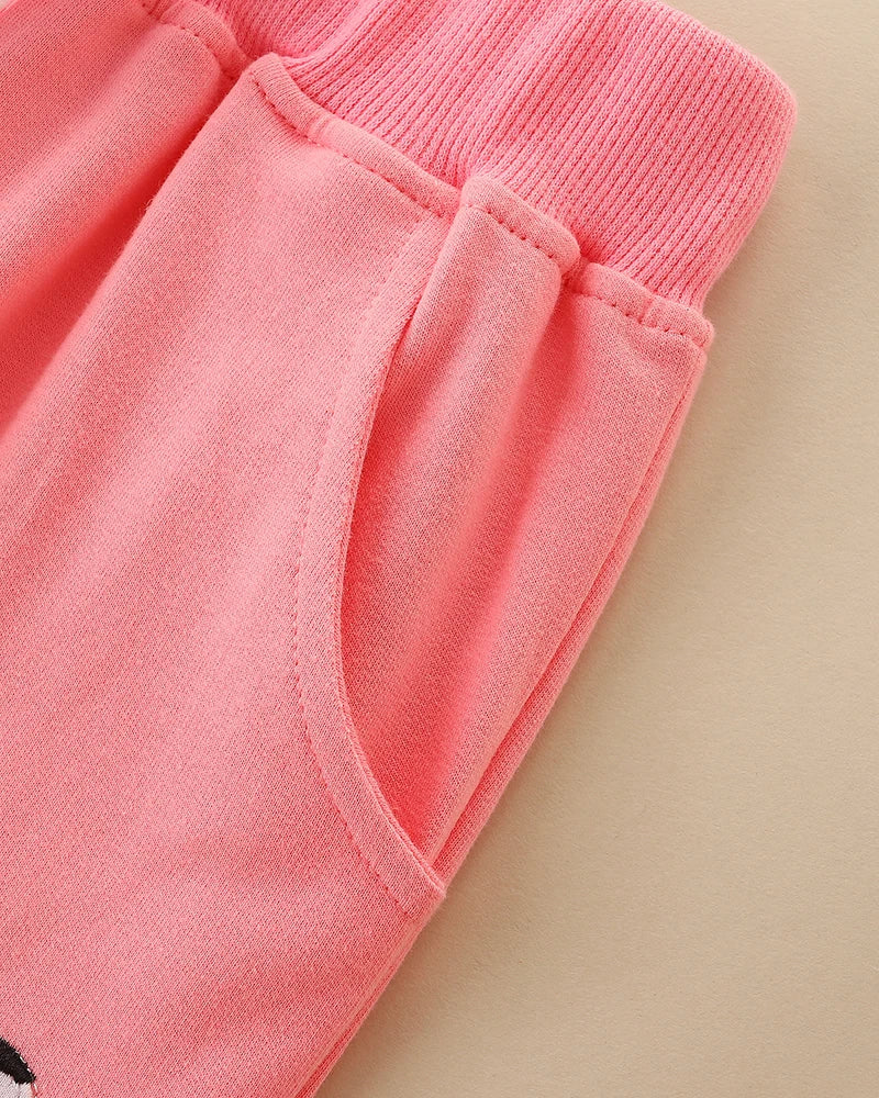 Little Maven baby girl pants pink cartoon dogs