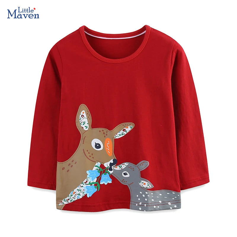 Little Maven Baby Mädchen Oberteil Top Cartoon Hirsch
