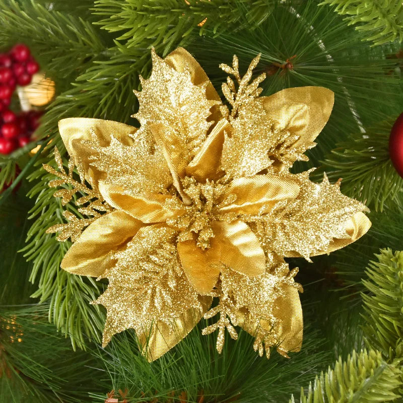 Glitter Künstliche Weihnachten Blumen Weihnachten Baum Ornamente