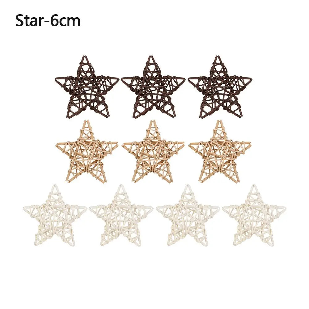 10 Stück Natürliche Rattan Ball Herz Sterne DIY Kranz Zubehör Weihnachten Baum Ornament