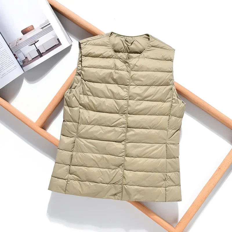 Women's fashionable duck down vest plain
