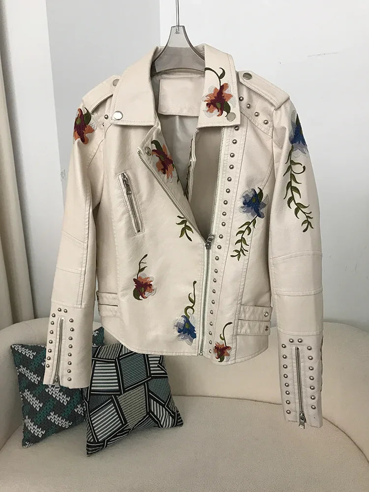 Damen Kunstleder Jacke Biker Streetwear Mode